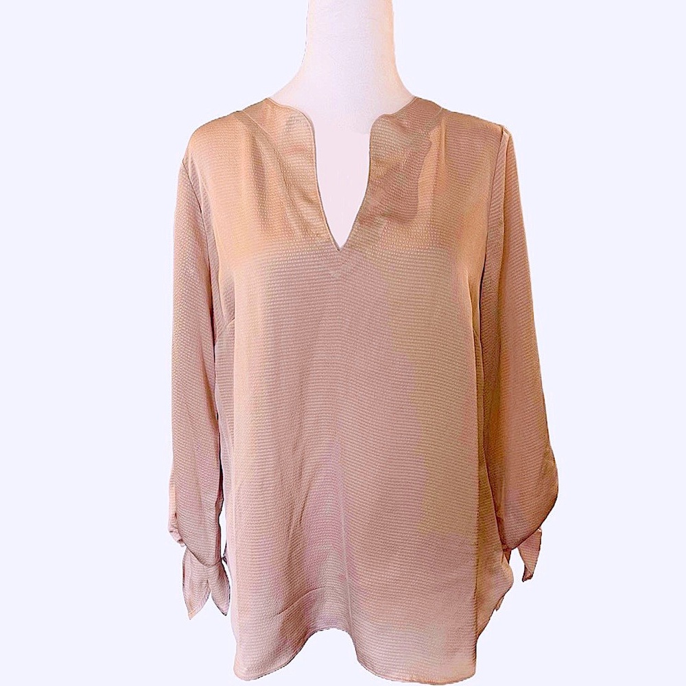 MICHAEL Michael Kors V-Neck Satin 3/4 Tie Sleeve Blouse